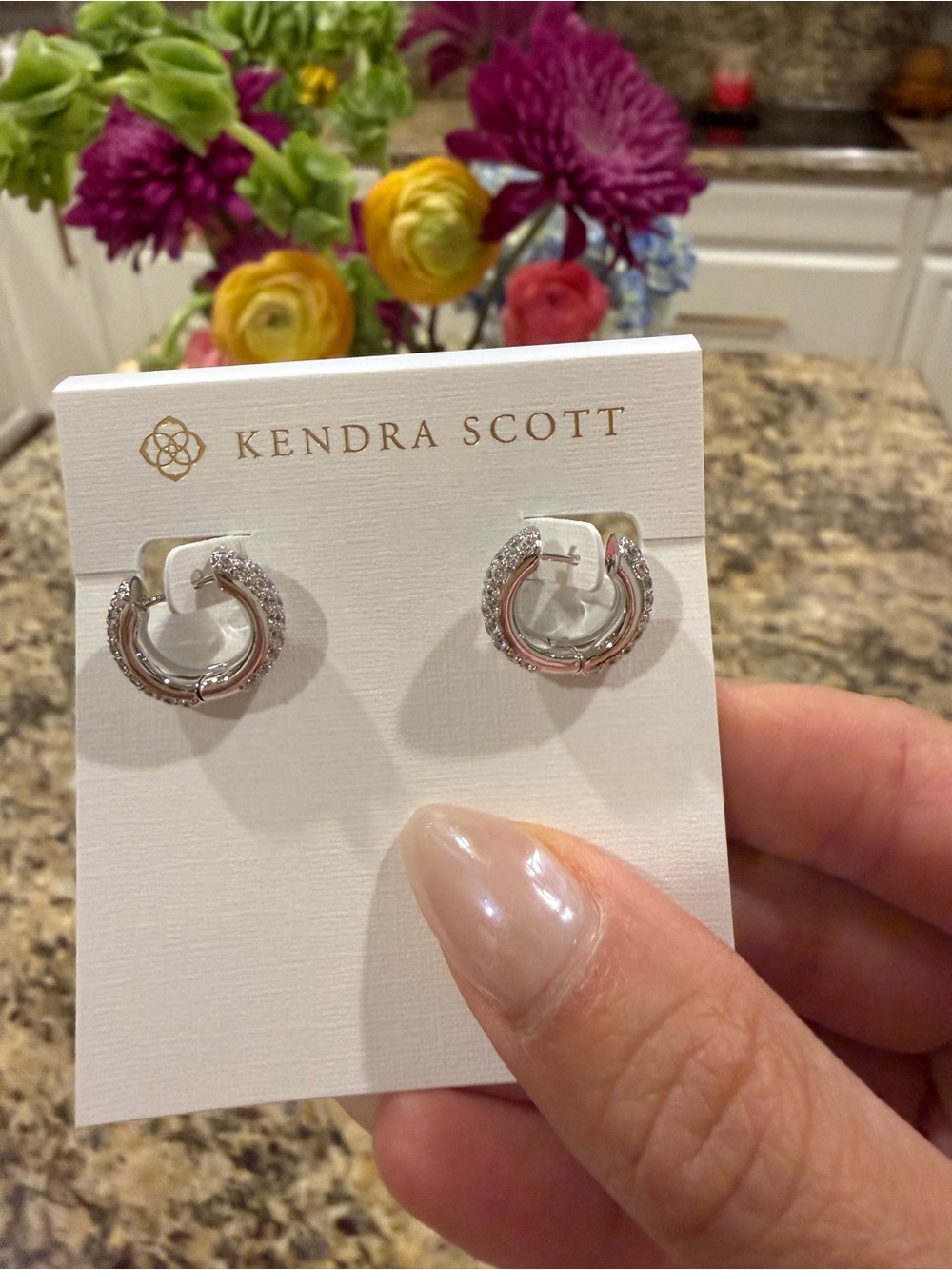 NWT Kendra Scott Silver Hoop Pave Earrings